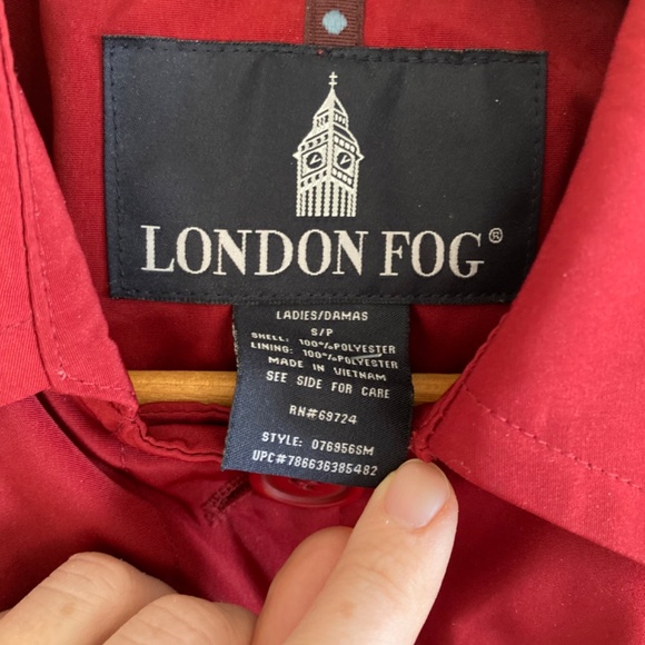 London Fog Classic Spring Light Rain Coat Jacket Red EUC Sz SP - Picture 4 of 5